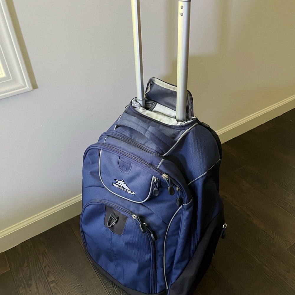 High Sierra Navy Blue wheeled Backpack